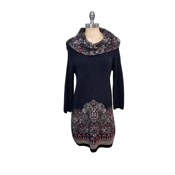 Anthropologie Moth Imperial Garden Cowl Neck Tunic/Dress Sweater Medium - Picture 3 of 7